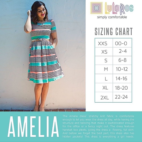💥2/$15 LuLaRoe Amelia chevron mod 70’s inspired retro look short sleeve dress M - Picture 12 of 13
